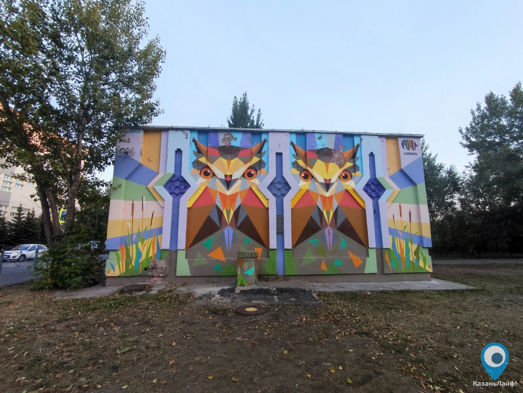 Граффити Совы на улице Вахитова
